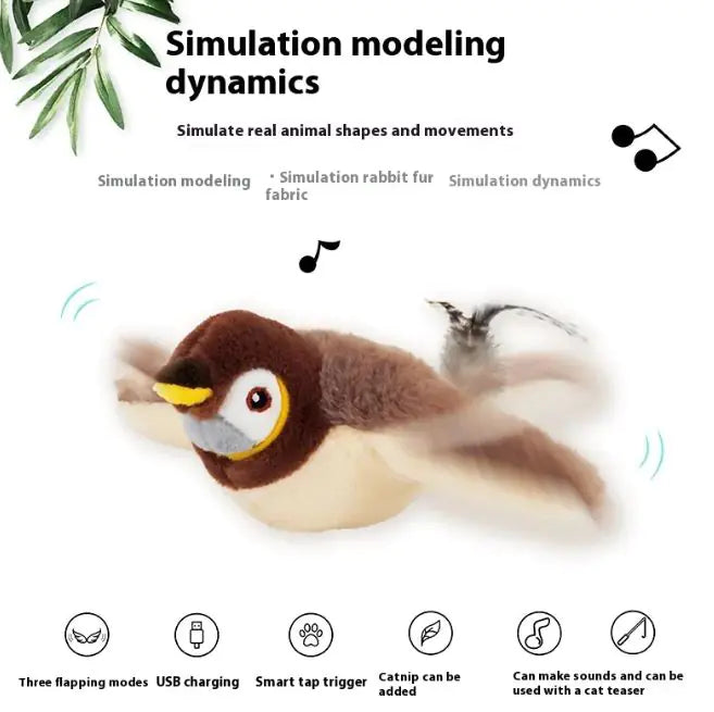 Automatic Flapping Bird Cat Toy- Motion- Activated Interactive Play Toy